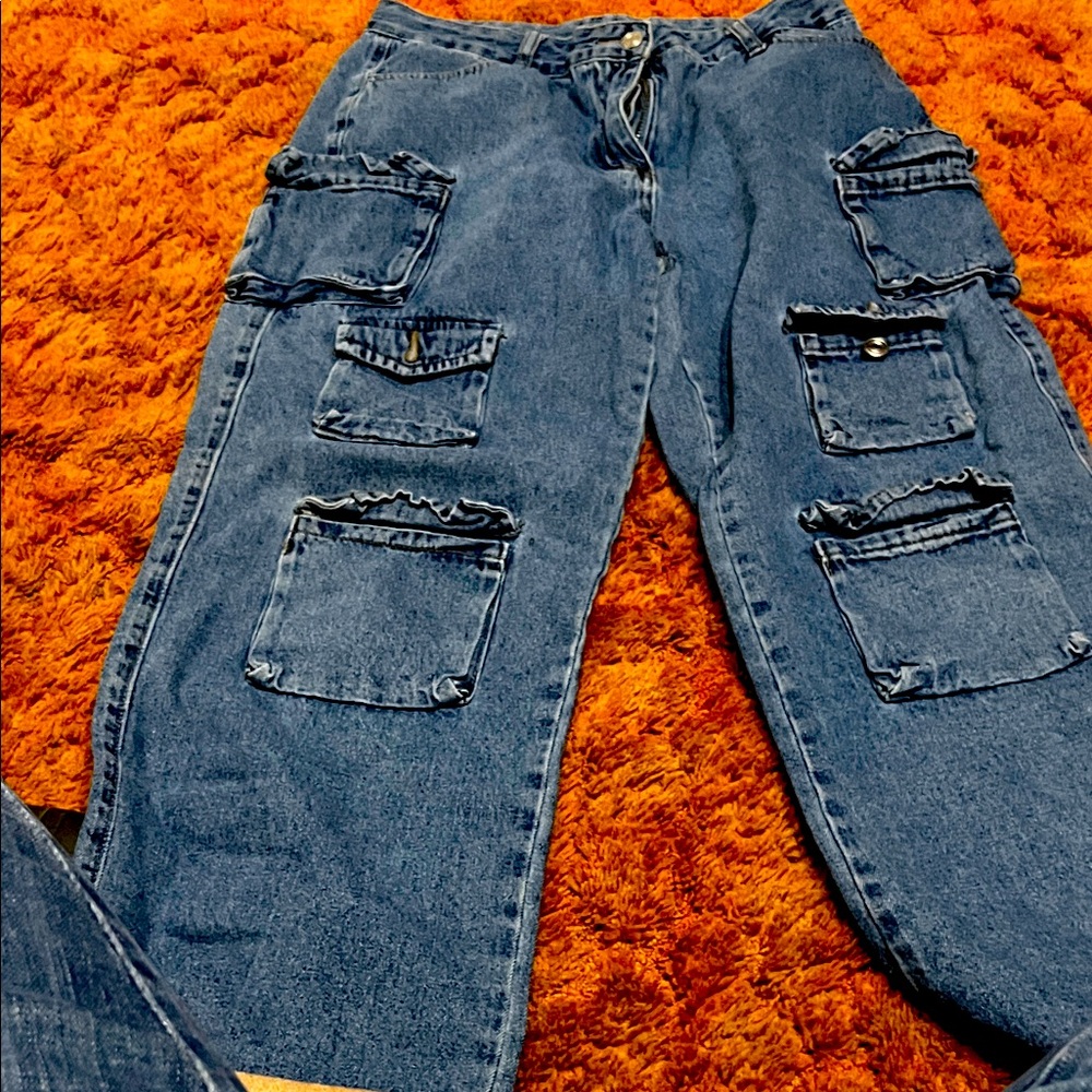 SHEIN Blue Cargo Jeans for Men